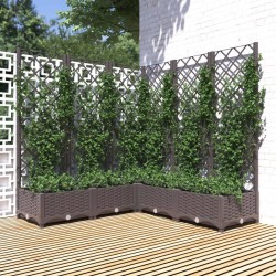 vidaXL Pflanzkübel mit Rankgitter Braun 120x120x121,5 cm PP