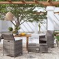 4-tlg. Gartenstuhl und Hocker Set Poly Rattan Grau 4-tlg. Gartenstuhl und Hocker Set Poly Rattan Grau