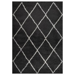vidaXL Teppich Shaggy Hochflor Creme und Anthrazit 140x200 cm