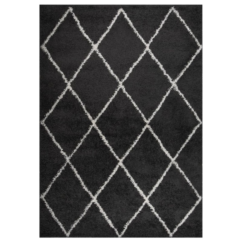 vidaXL Teppich Shaggy Hochflor Creme und Anthrazit 140x200 cm vidaXL Teppich Shaggy Hochflor Creme und Anthrazit 140x200 cm
