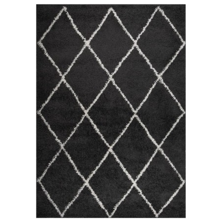 vidaXL Teppich Shaggy Hochflor Creme und Anthrazit 140x200 cm