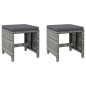 4-tlg. Gartenstuhl und Hocker Set Poly Rattan Grau 4-tlg. Gartenstuhl und Hocker Set Poly Rattan Grau