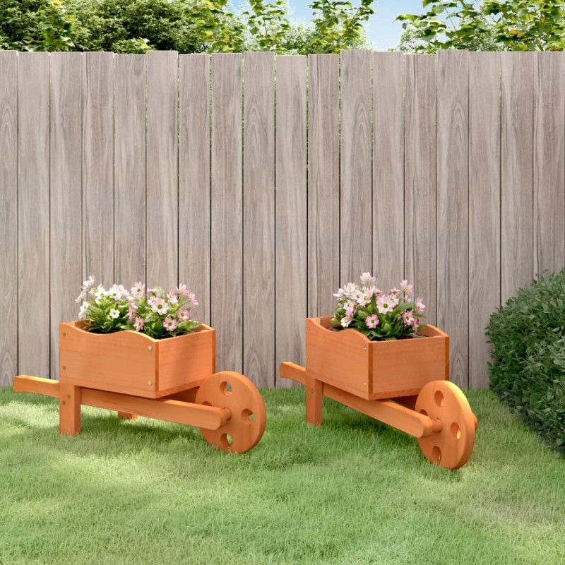 vidaXL Pflanzgefäße Schubkarre-Design 2 Stk. 47x15x19 cm Massivholz vidaXL Pflanzgefäße Schubkarre-Design 2 Stk. 47x15x19 cm Massivholz