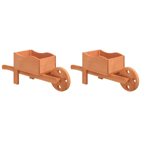 vidaXL Pflanzgefäße Schubkarre-Design 2 Stk. 47x15x19 cm Massivholz