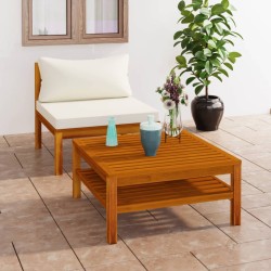 vidaXL 2-tlg. Garten-Sofagarnitur mit Cremeweißen Kissen Akazienholz