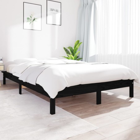 vidaXL Massivholzbett Schwarz 150x200 cm Kiefer
