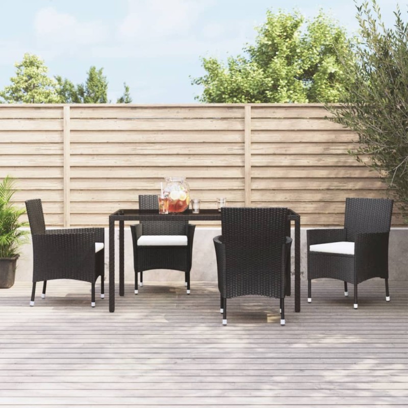 Gartenstühle mit Kissen 4 Stk. Poly Rattan Schwarz Gartenstühle mit Kissen 4 Stk. Poly Rattan Schwarz