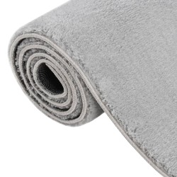 vidaXL Teppich Waschbar Flauschig Kurzflor 200x290 Rutschfest Grau