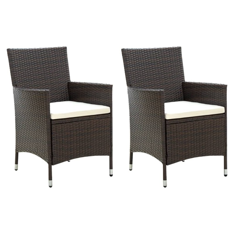 vidaXL Gartenstühle mit Sitzpolster 2 Stk. Poly Rattan Braun vidaXL Gartenstühle mit Sitzpolster 2 Stk. Poly Rattan Braun