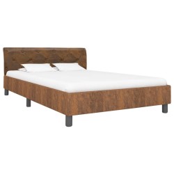 vidaXL Bettgestell Braun Wildleder-Optik 140 × 200 cm