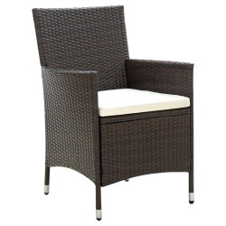 vidaXL Gartenstühle mit Sitzpolster 2 Stk. Poly Rattan Braun