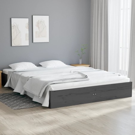 vidaXL Massivholzbett Grau 120x190 cm
