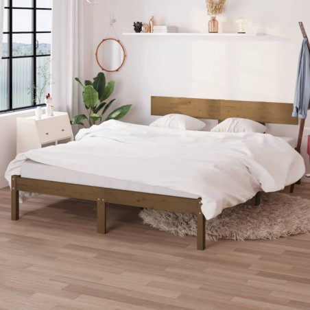vidaXL Massivholzbett Honigbraun Kiefer 140x200 cm