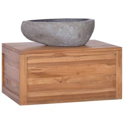 vidaXL Wand-Badschrank 60x45x30 cm Teak Massivholz 