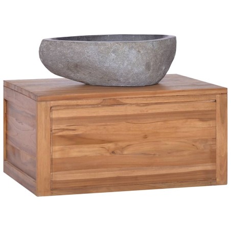 vidaXL Wand-Badschrank 60x45x30 cm Teak Massivholz 