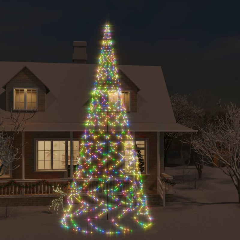 vidaXL LED-Weihnachtsbaum für Fahnenmast Mehrfarbig 3000 LEDs 800 cm vidaXL LED-Weihnachtsbaum für Fahnenmast Mehrfarbig 3000 LEDs 800 cm