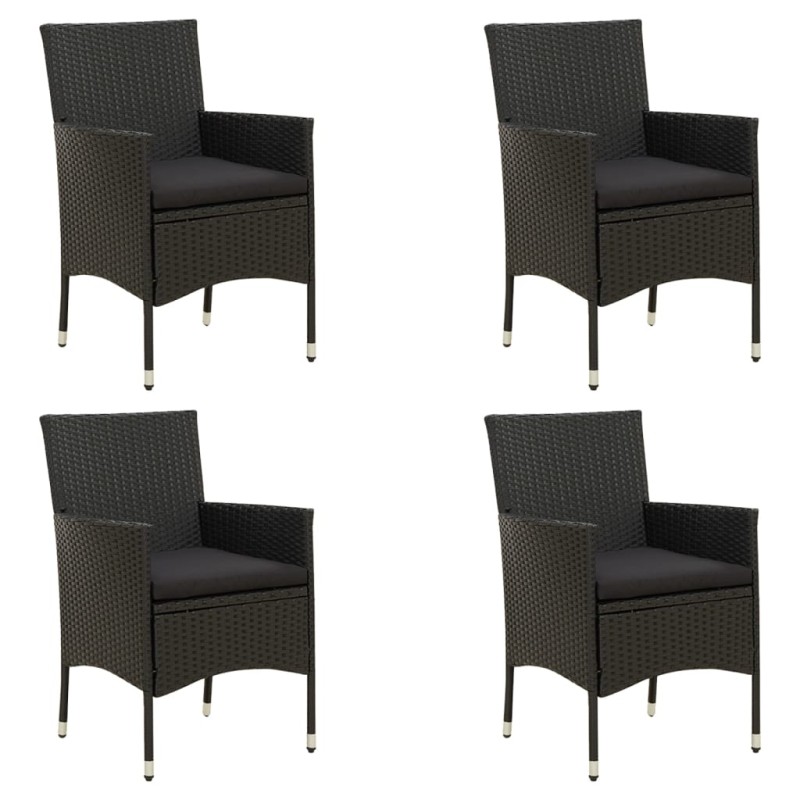 Gartenstühle mit Kissen 4 Stk. Poly Rattan Schwarz Gartenstühle mit Kissen 4 Stk. Poly Rattan Schwarz