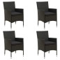 Gartenstühle mit Kissen 4 Stk. Poly Rattan Schwarz Gartenstühle mit Kissen 4 Stk. Poly Rattan Schwarz