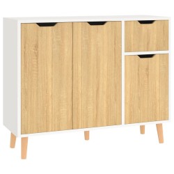 vidaXL Sideboard Weiß und Sonoma-Eiche 90x30x72 cm Holzwerkstoff