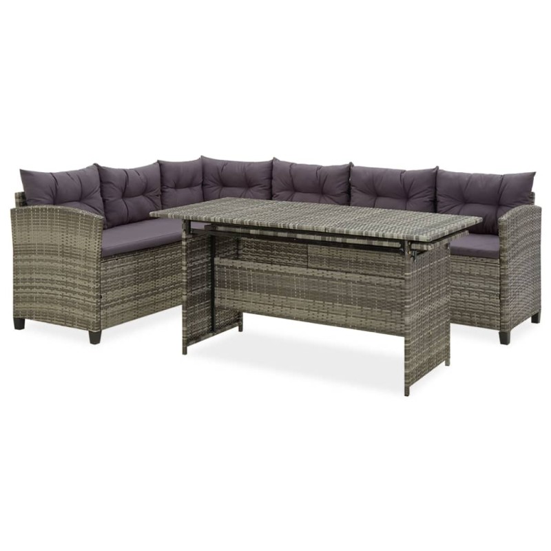 vidaXL 2-tlg. Garten-Lounge-Set mit Kissen Poly Rattan Grau vidaXL 2-tlg. Garten-Lounge-Set mit Kissen Poly Rattan Grau