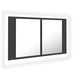 vidaXL LED-Bad-Spiegelschrank Grau 80x12x45 cm Acryl