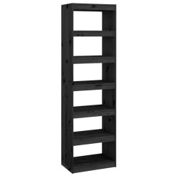 vidaXL Bücherregal/Raumteiler Schwarz 60x30x199,5 cm Massivholz Kiefer