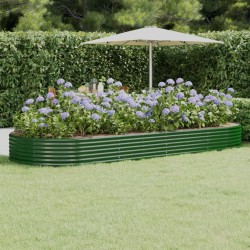 vidaXL Hochbeet Pulverbeschichteter Stahl 373x140x36 cm Grün