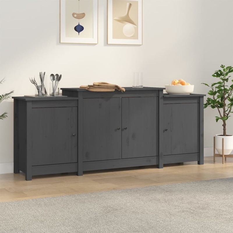 vidaXL Sideboard Grau 164x37x68 cm Massivholz Kiefer vidaXL Sideboard Grau 164x37x68 cm Massivholz Kiefer
