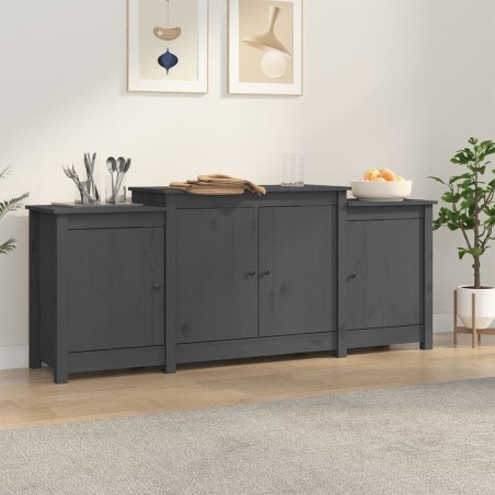 vidaXL Sideboard Grau 164x37x68 cm Massivholz Kiefer