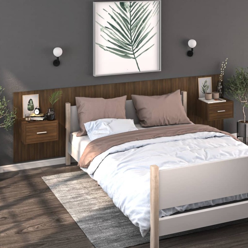 vidaXL Wand-Nachttische 2 Stk. Braun Eichen-Optik vidaXL Wand-Nachttische 2 Stk. Braun Eichen-Optik