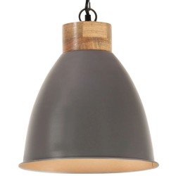 vidaXL Hängelampe Industrie-Stil Grau Eisen & Massivholz 35 cm E27 