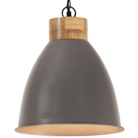 vidaXL Hängelampe Industrie-Stil Grau Eisen & Massivholz 35 cm E27 