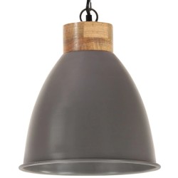 vidaXL Hängelampe Industrie-Stil Grau Eisen & Massivholz 35 cm E27 