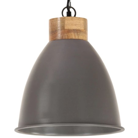 vidaXL Hängelampe Industrie-Stil Grau Eisen & Massivholz 35 cm E27 