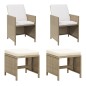 Gartenstühle mit Hocker 2 Stk. Poly Rattan Beige Gartenstühle mit Hocker 2 Stk. Poly Rattan Beige