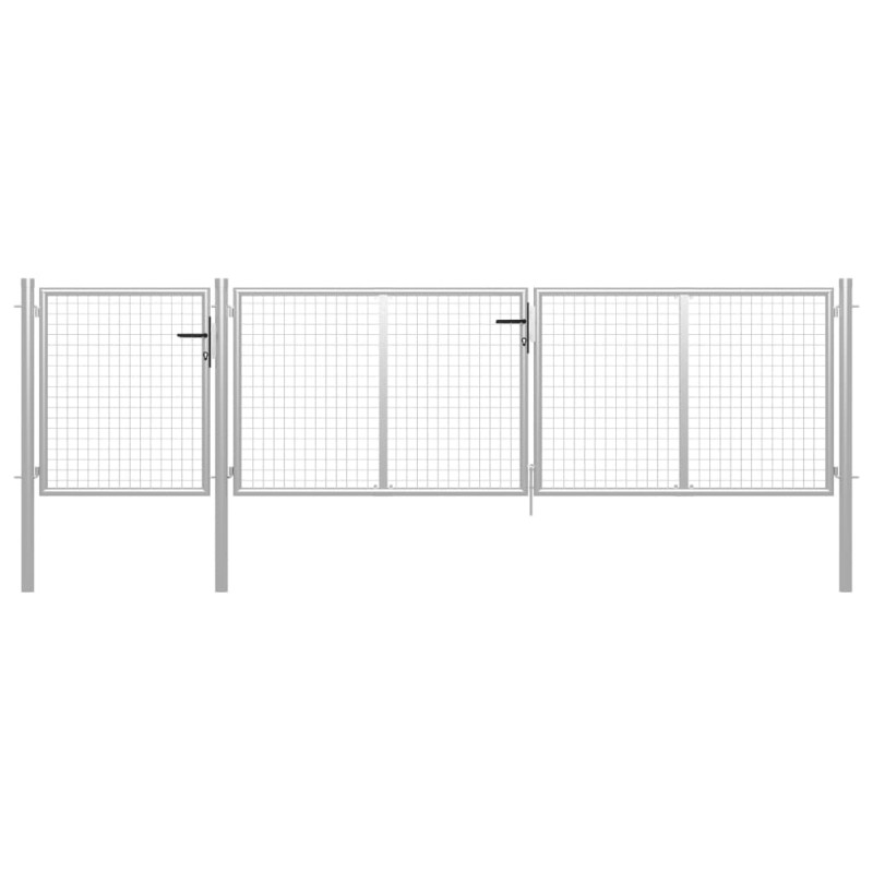 vidaXL Gartentor Stahl 400 x 100 cm Silbern vidaXL Gartentor Stahl 400 x 100 cm Silbern