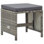 Gartenhocker 4 Stk. mit Sitzkissen Poly Rattan Grau Gartenhocker 4 Stk. mit Sitzkissen Poly Rattan Grau