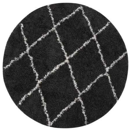 vidaXL Teppich Shaggy Hochflor Creme und Anthrazit φ120 cm