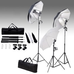 vidaXL Fotostudio-Beleuchtung Set 24 Watt mit Stativen & Schirmen  