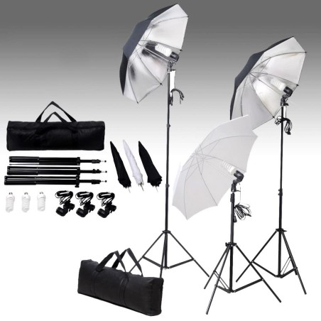 vidaXL Fotostudio-Beleuchtung Set 24 Watt mit Stativen & Schirmen  