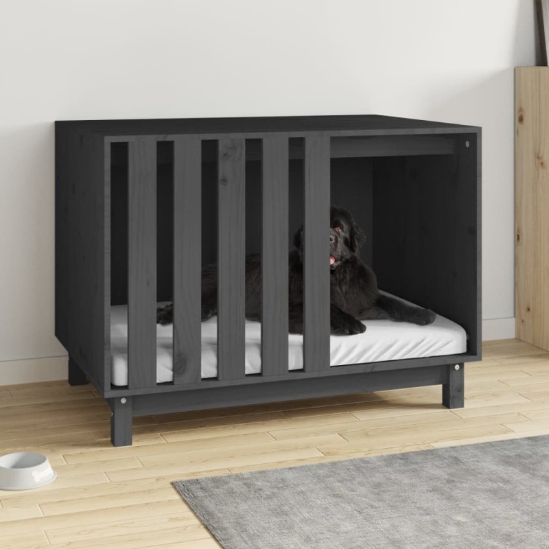 vidaXL Hundehütte Grau 90x60x67 cm Massivholz Kiefer vidaXL Hundehütte Grau 90x60x67 cm Massivholz Kiefer