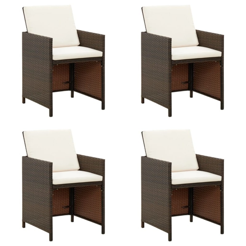 Gartenstühle mit Kissen 4 Stk. Poly Rattan Braun Gartenstühle mit Kissen 4 Stk. Poly Rattan Braun