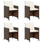 Gartenstühle mit Kissen 4 Stk. Poly Rattan Braun Gartenstühle mit Kissen 4 Stk. Poly Rattan Braun