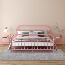 vidaXL Nachttische 2 Stk. Rosa Transparent Metall und Glas
