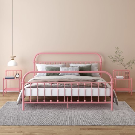 vidaXL Nachttische 2 Stk. Rosa Transparent Metall und Glas