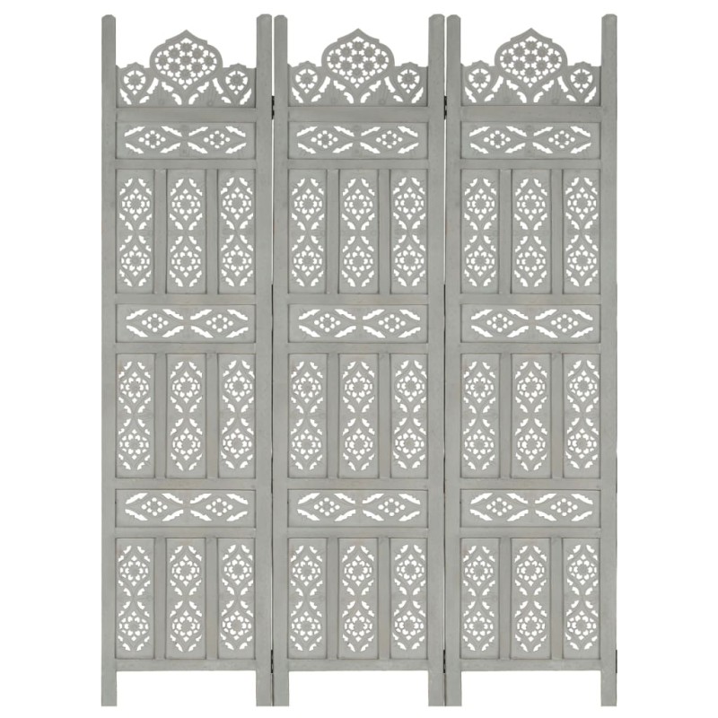 vidaXL 3tlg. Raumteiler Handgeschnitzt Grau 120×165cm Mango Massivholz vidaXL 3tlg. Raumteiler Handgeschnitzt Grau 120×165cm Mango Massivholz
