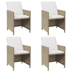 vidaXL Gartenstühle mit Kissen 4 Stk. Poly Rattan Beige