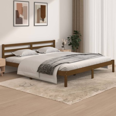 vidaXL Massivholzbett Kiefer 180x200 cm Honigbraun