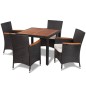 vidaXL 5-tlg. Garten-Essgruppe mit Auflagen Poly Rattan Schwarz vidaXL 5-tlg. Garten-Essgruppe mit Auflagen Poly Rattan Schwarz