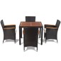 vidaXL 5-tlg. Garten-Essgruppe mit Auflagen Poly Rattan Schwarz vidaXL 5-tlg. Garten-Essgruppe mit Auflagen Poly Rattan Schwarz